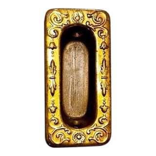 Antique Brass-Plated Recessed Door Pull For Sale