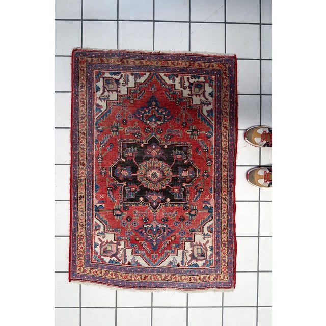 1920s, Antique Persian Heriz Rug Wool Handmade 3' X 4.4' For Sale - Image 9 of 10