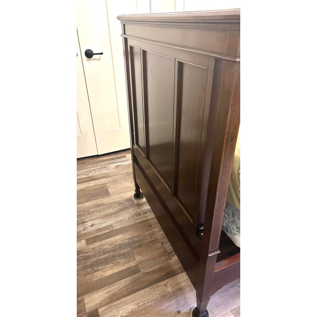 Extra Long, Victorian/Napoleon III Era Twin Bed, Headboard, Footboard and Side Rails, Marquetry Inlay, Walnut, C1870’s For Sale In South Bend - Image 6 of 12