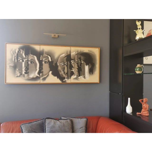 Acrylic on Canvas, Triptych Portraits by Langen For Sale - Image 6 of 8