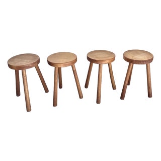 Tripod Stools in Gilded Oak, 1950s, Set of 4 For Sale