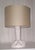 Vintage Handmade Table Lamp with White Ceramic Base and Beige Fabric Shade, 1980s For Sale - Image 6 of 8