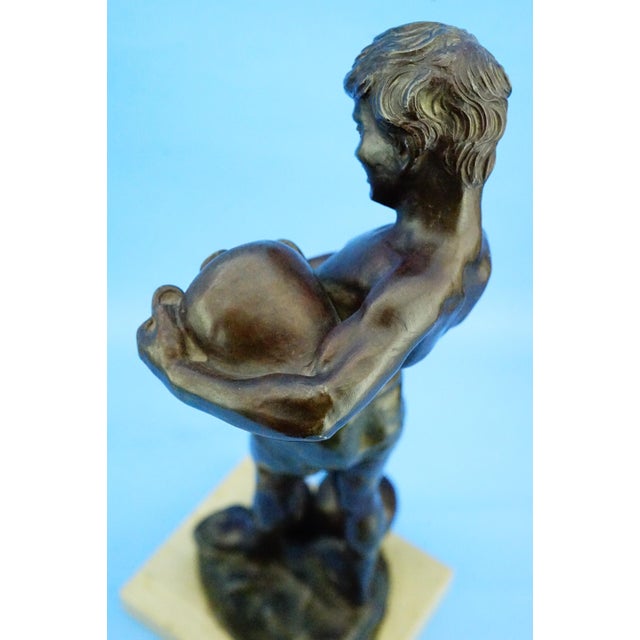 Large 20th Century Antimony Water Carrier Sculpture with Marble Base, Naples, Italy For Sale - Image 17 of 18