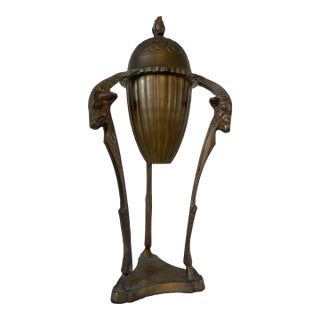 Vintage Empire Style Brass Goat or Ram Heads Incense Burner For Sale