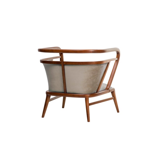 Empire Camel Velvet Armchair by Javier Gomez For Sale - Image 3 of 5