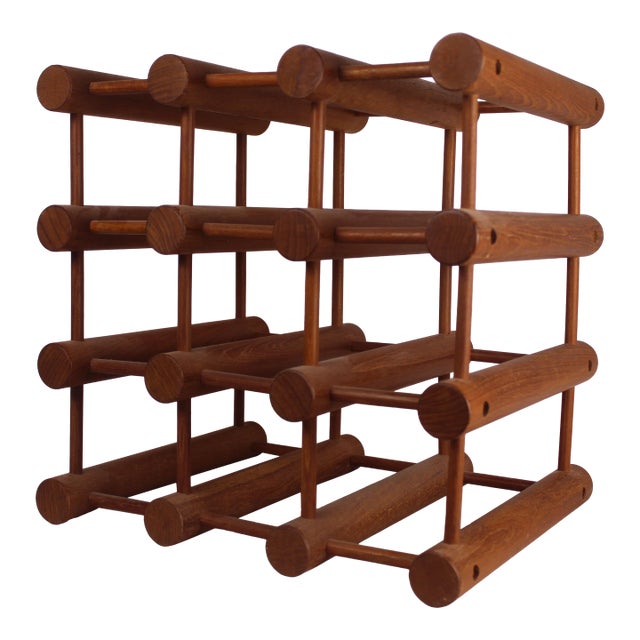 1960's Teakwood Bottle Rack by Nissen For Sale