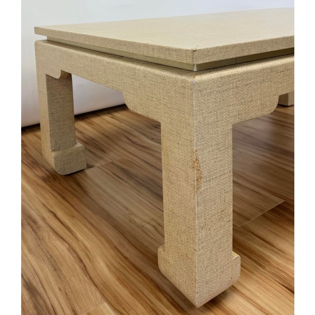 Vintage Ming Leg Grasscloth Wrapped Coffee Table For Sale - Image 9 of 11