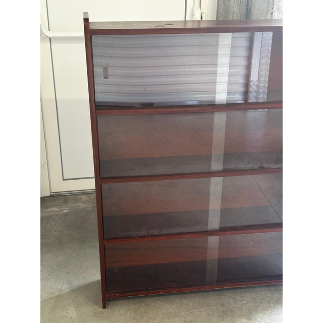 Mid-Century Modern Mid-Century Modern Danish Walnut Bookcase with Sliding Glass Doors, 1950s For Sale - Image 3 of 15