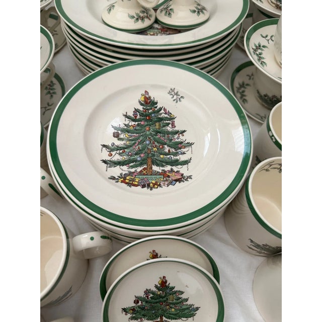 Spode Vintage Spode "Christmas Tree" Dinnerware Set of 66 For Sale - Image 4 of 12