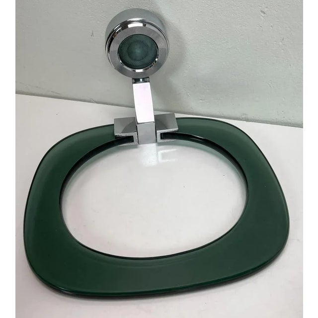 Bathroom Set in Chrome and Green Glass, 1970s, Set of 6 For Sale - Image 5 of 13