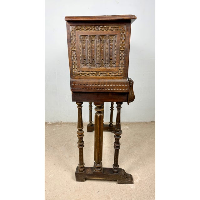 Spanish Carved Wood Bargueño with Figural Decoration, 1940 For Sale - Image 10 of 14