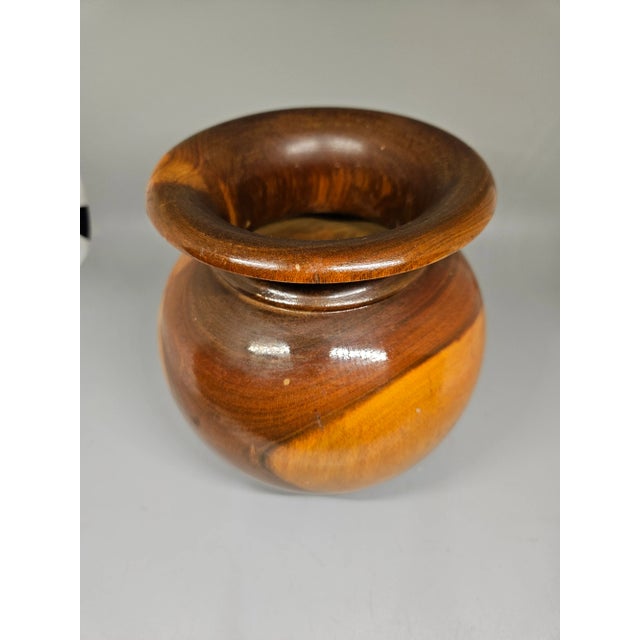 Vintage Hand Turned Natural Wood Vase