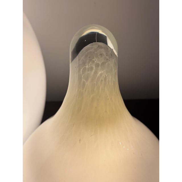 1960s Mid-Century Modern Hand-Blown White Murano Glass Lamps, 1968, Set of 3 For Sale - Image 5 of 12