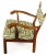 Green Studio Carved Oak Armchair in Liebes Style Fabric For Sale - Image 8 of 11