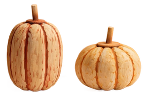 Carved Fir Wood Pumpkin Decor (Set of 2)