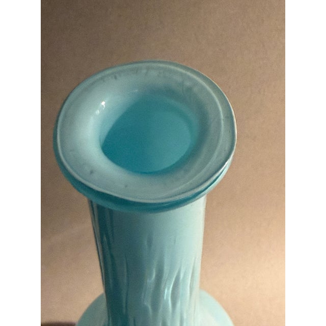 Empoli Large Empoli Cased Blue Glass Genie Bottle Decanter Mid Century Modern For Sale - Image 4 of 9