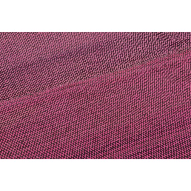 Rug & Kilim Vintage Frazada Kilim in Pink and Black Geometric Striped Pattern - Rug & Kilim For Sale - Image 4 of 7