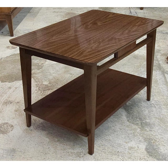 Chocolate Lane Furniture Mid Century Style Tiered Walnut Side Table For Sale - Image 8 of 10