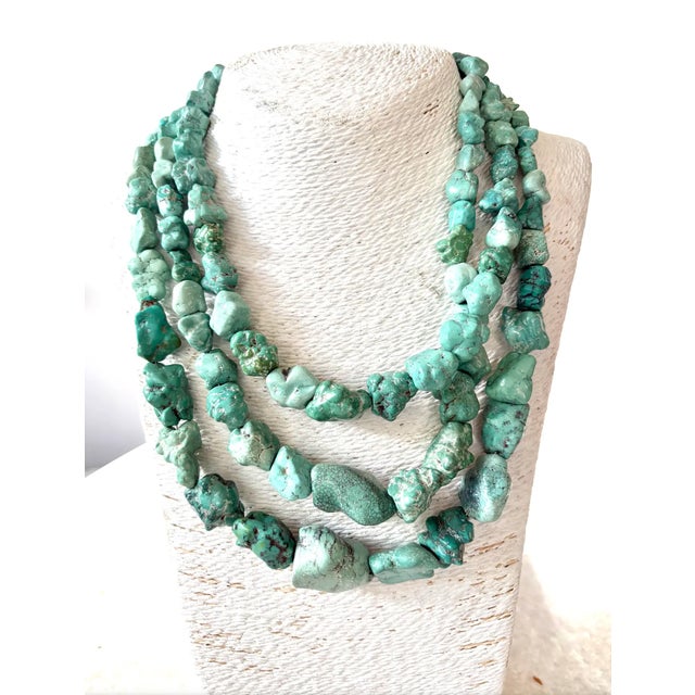 Extraordinary, large chunky stone, turquoise necklace designed by Jay King with Sterling silver clasp. Makers mark stamped...