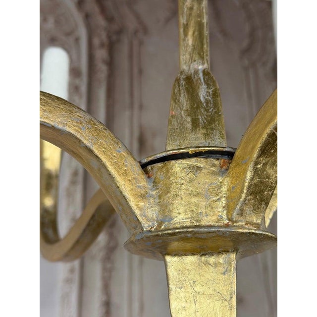 Gilt Gold Metal Leaf Chandelier by Miamar Home - Pair For Sale - Image 9 of 15