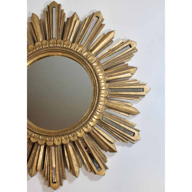 French Large French Hollywood Regency Vintage Sunburst Mirror For Sale - Image 3 of 10