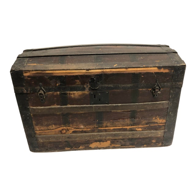 Vintage Industrial Wood Camelback Steamer Trunk Chairish