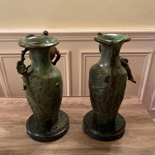 Auguste Moreau Art Nouveau Vases - Pair For Sale In Miami - Image 6 of 12