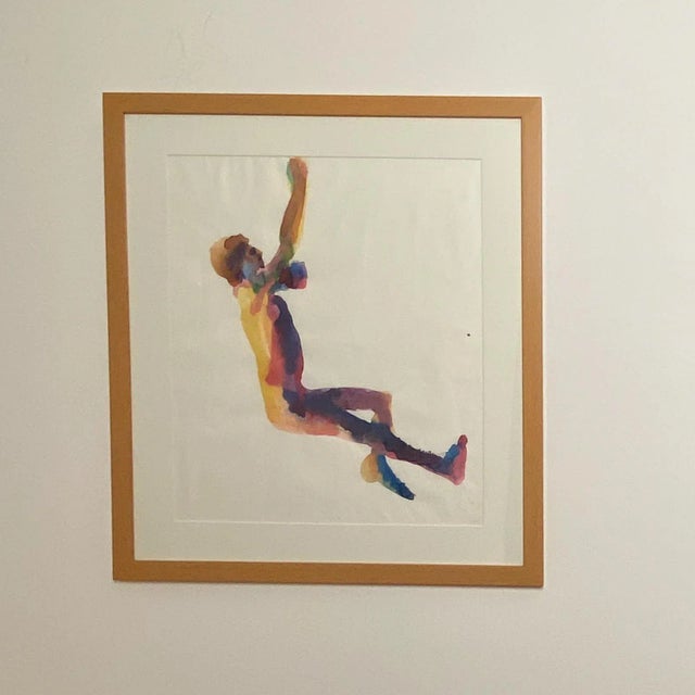 Early 20th Century 20th Century Vintage Watercolor of a Man For Sale - Image 5 of 5