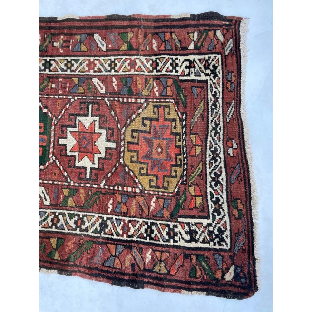 Maroon Vintage Plush Earthy Clay, Terracotta, Grassy Green & Persimmon Runner Rug 3.4 X 12.7 For Sale - Image 8 of 10