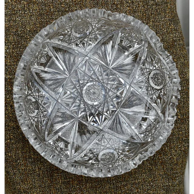 Transparent Vintage Heavy Billant Cut Glass Round Bowl For Sale - Image 8 of 12