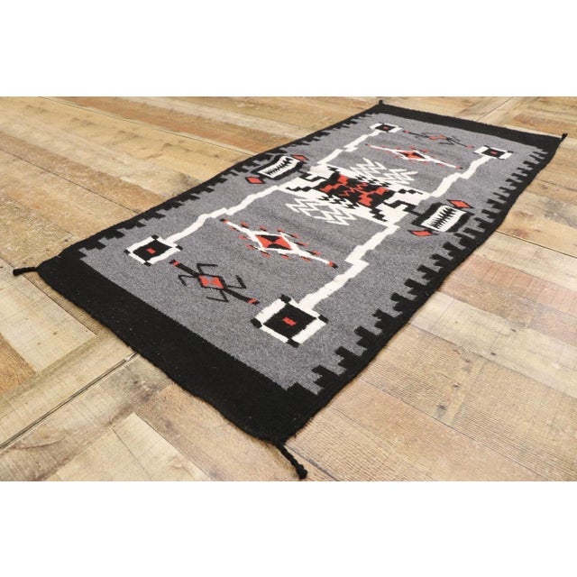 Vintage Storm Navajo-Style Kilim Rug - 02'05 X 04'11 For Sale In Dallas - Image 6 of 9