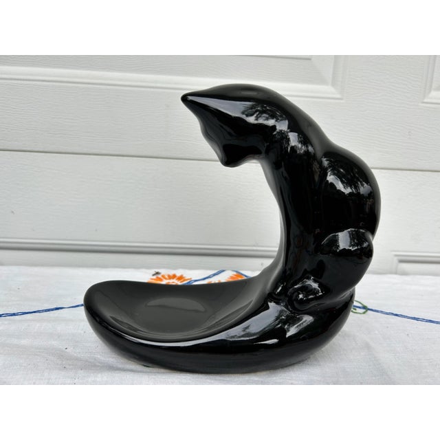 Haeger Mid 20th Century Haeger Black Cat Soap Dish, Unmarked For Sale - Image 4 of 5