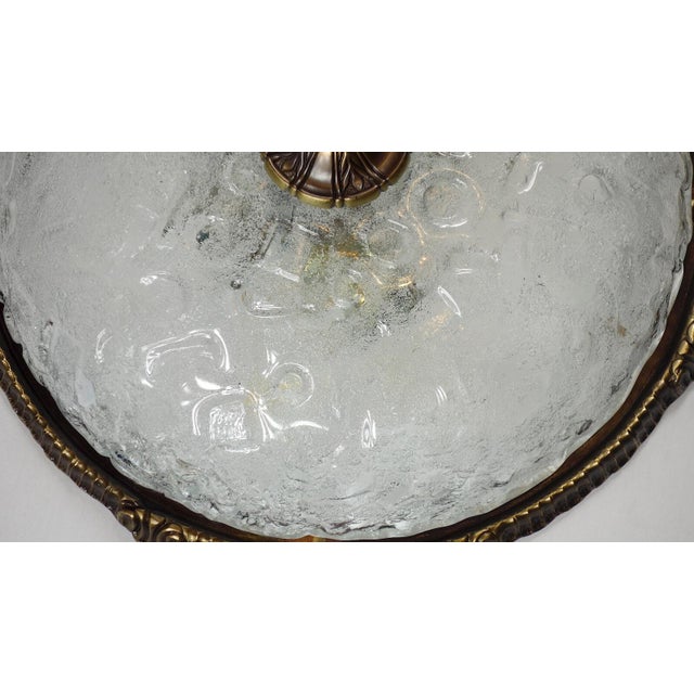 Brass-Frosted Glass Ceiling Lamp with Four Lights from Schröder & Co., 1960s For Sale - Image 4 of 7