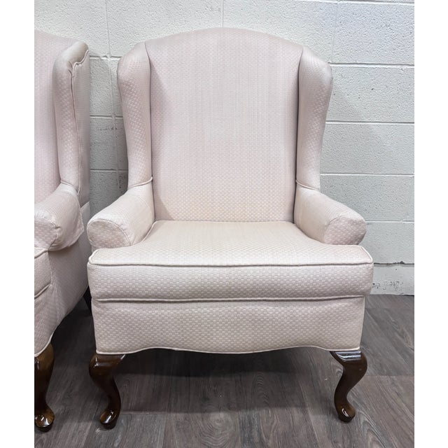 Vintage Charles Custom Furniture High Back Wingback Chairs - Pair For Sale - Image 4 of 13