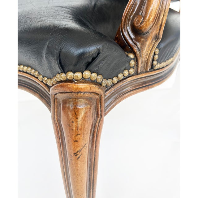 Animal Skin Vintage Italian Chateau d'Ax Leather Armchairs With Brass Nailhead Details, Pair For Sale - Image 7 of 12