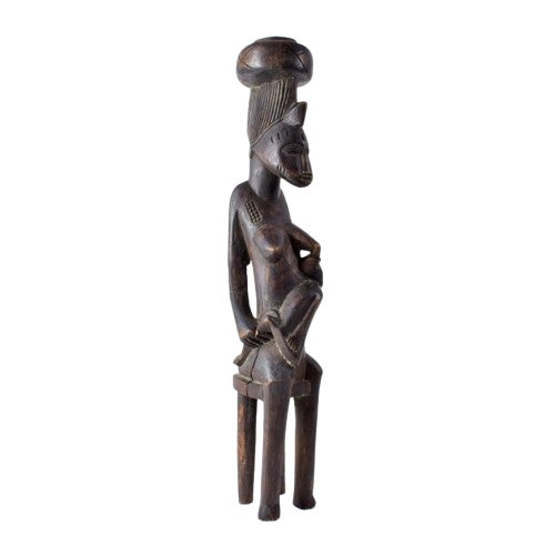 Early 20th Century Senufo Maternity Figure on Stool Côte d'Ivoire For Sale