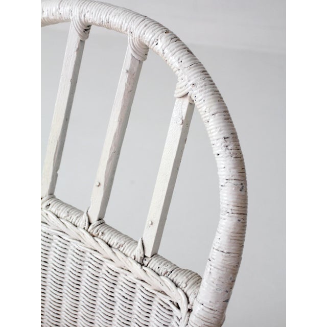 Antique White Wicker Lounge Chair With Floral Cushions For Sale - Image 16 of 17