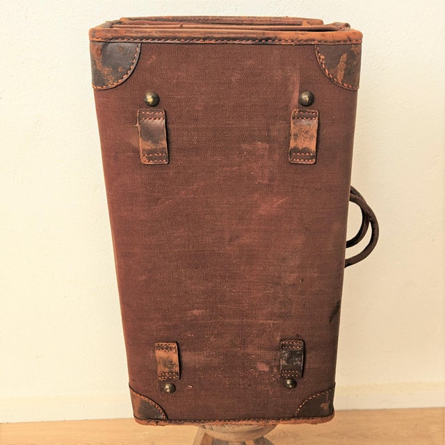 Antique Leather Car Travel Trunk, 1930s For Sale - Image 4 of 10