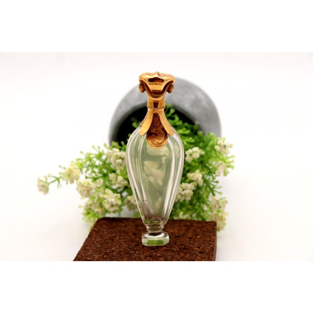 Glass Perfume Bottle with Gold Applications For Sale - Image 6 of 7