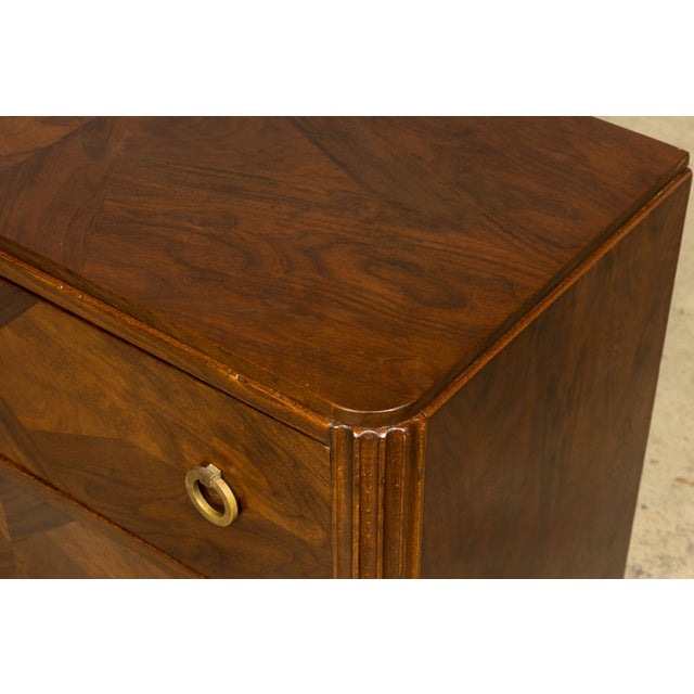 Wood French Art Deco Geometric Walnut Commode by Mercier Frères, Paris, Circa 1930 For Sale - Image 7 of 18