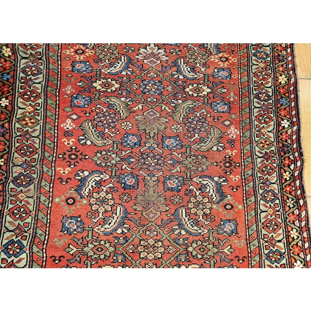 19th Century Persian Farahan Wide Runner, Hand-Knotted Wool, Allover Herati Geometric Pattern, Red & Green, 4x14 For Sale - Image 11 of 16