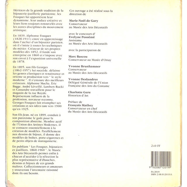 Traditional "Les Fouquet: Bijoutiers Joailliers a Paris 1860-1960" 1984 Gary, Marie-Noel De Et Evelyne Posseme For Sale - Image 3 of 11