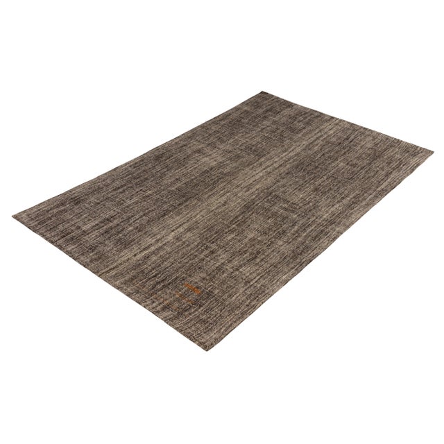 Transitional Vintage Mid-Century Gray Kilim Rug Solid Striped Pattern For Sale - Image 3 of 5