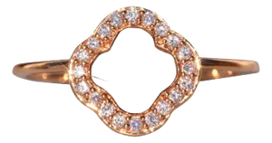 The Leederville: Clover Motif Ring in Rose Gold with Natural Diamonds