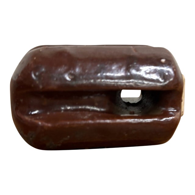 Antique Brown Ceramic Johnny Ball Guy Wire Insulator For Sale