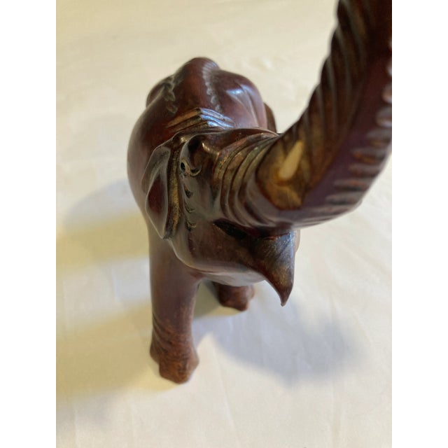 Indian Vintage Carved Wood Elephant Figurine For Sale - Image 3 of 7