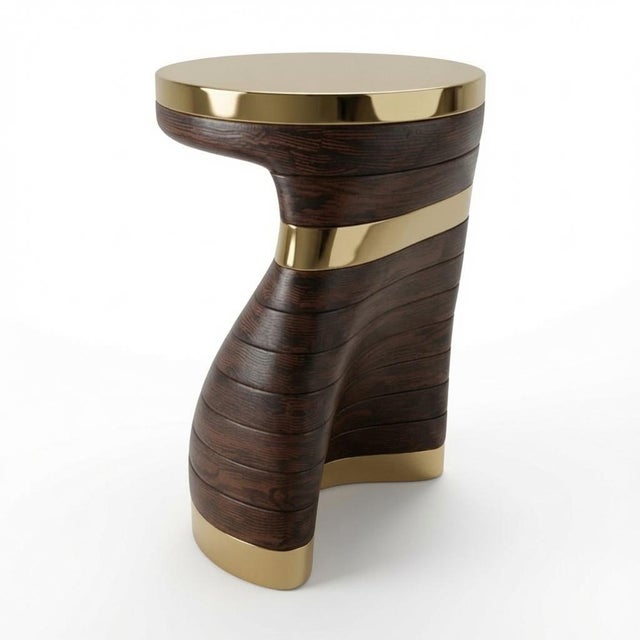 Bizimyer Furniture, "Matita" Coffee Table With Bronze and Wood, Handcrafted For Sale - Image 4 of 4