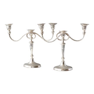 Midcentury English Silver-Plate Candelabras For Sale