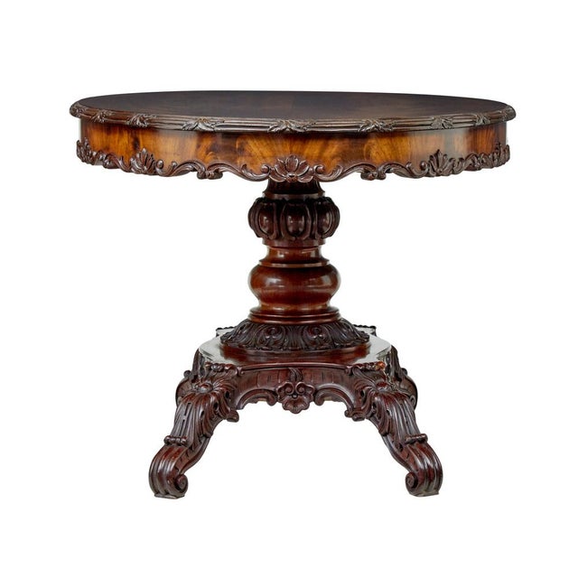 Antique Hand Carved Oval Center Table, 1880 For Sale - Image 11 of 11