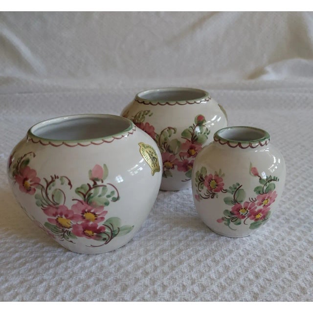 Add a touch of mid-century West German craftsmanship to your home with this Ulmer Keramic 3-piece ceramic vase set. Each...